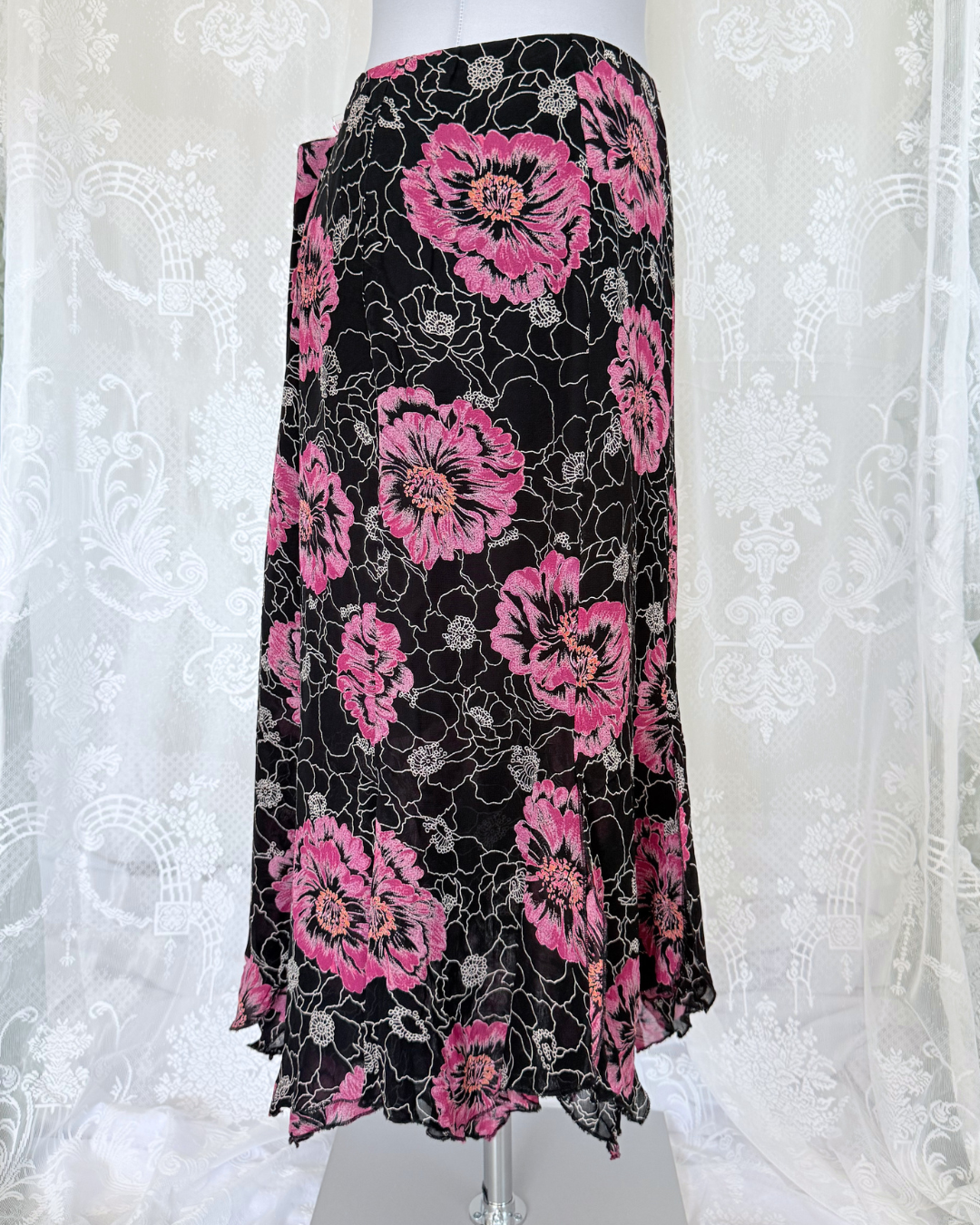 Vintage Raffaella Dareggi Rock Gr. XL asymmetrisch, welliger Saum whimsy whitchy 90s Style