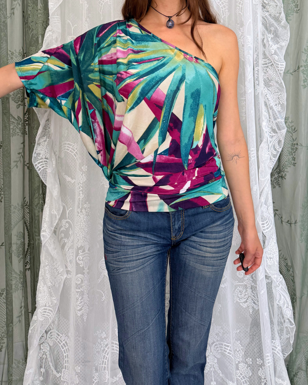 Vintage Risskio One-Shoulder Top Oberteil y2k summer Top Teos Vintage Online Shop