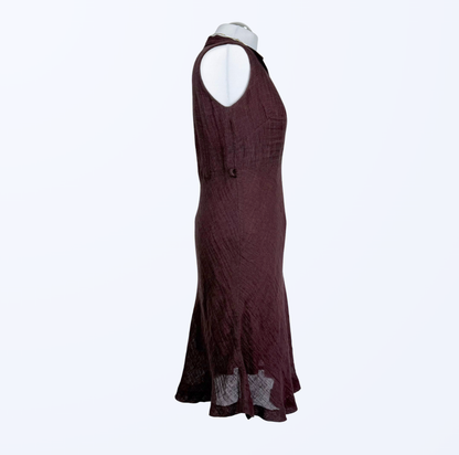 Vintage Roberta Bacarelli Leinenkleid burgunderrot Teos vintage Onlineshop