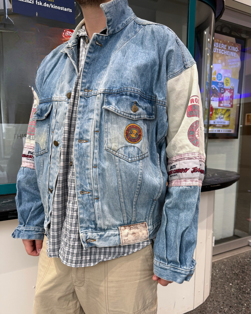 Rare Vintage Rocco Jeansjacke Bomberstyle Patches Teos Vintage Onlineshop
