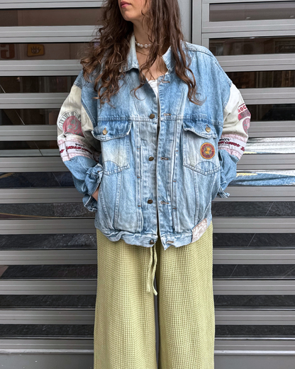 Rare Vintage Rocco Jeansjacke Bomberstyle Patches Teos Vintage Onlineshop