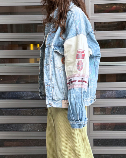 Rare Vintage Rocco Jeansjacke Bomberstyle Patches Teos Vintage Onlineshop