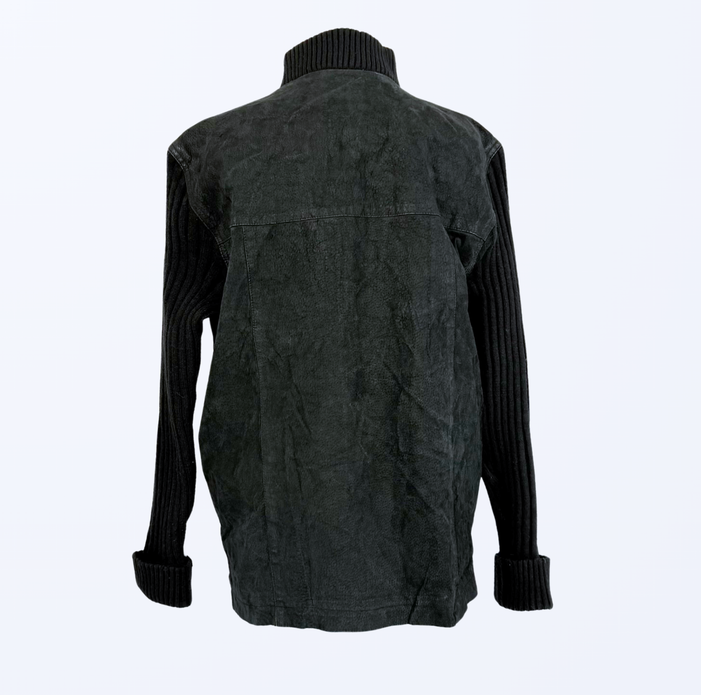 Seaman Lederjacke Wildlederjacke mit Strickärmeln 2000s y2l 90s Style