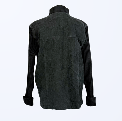 Seaman Lederjacke Wildlederjacke mit Strickärmeln 2000s y2l 90s Style