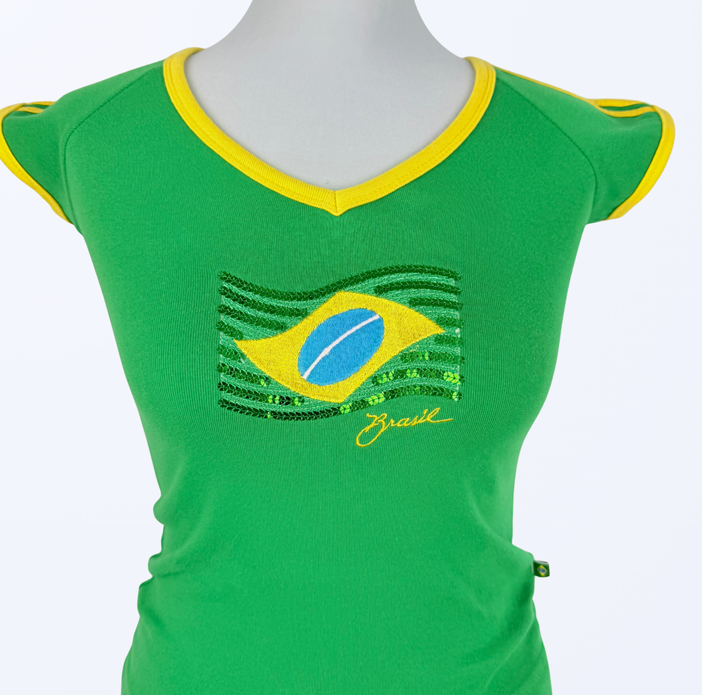Vintage Sempre Brasil T-Shirt grün gelb Teos Vintage Onlineshop