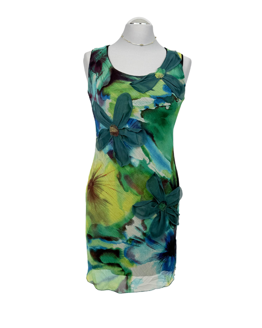 Susy Mix Kleid Blumenmuster mit 3d Blumen besonders Hochzeit