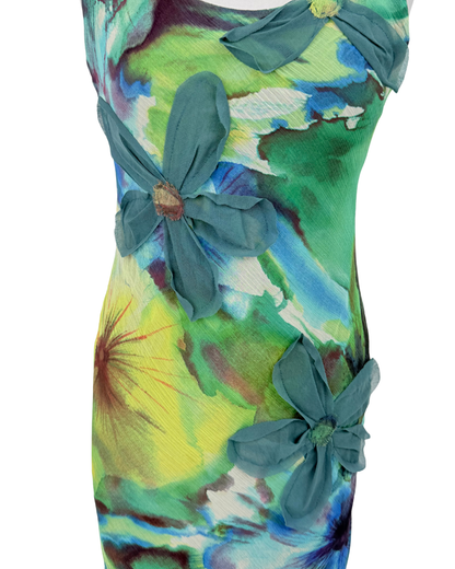Susy Mix Kleid Blumenmuster mit 3d Blumen besonders Hochzeit