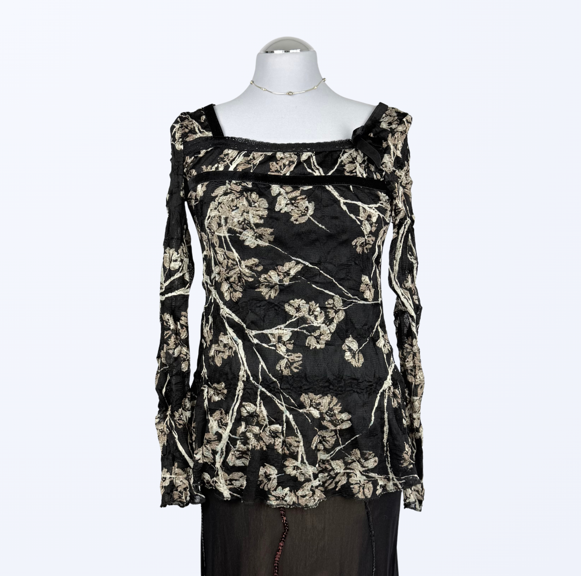 Susy Mix Longsleeve Mesh Spitze Blumenmuster Teos Vintage Onlineshop