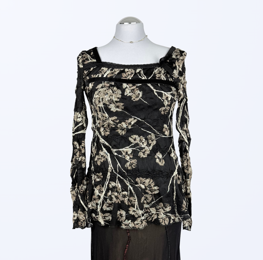 Susy Mix Longsleeve Mesh Spitze Blumenmuster Teos Vintage Onlineshop