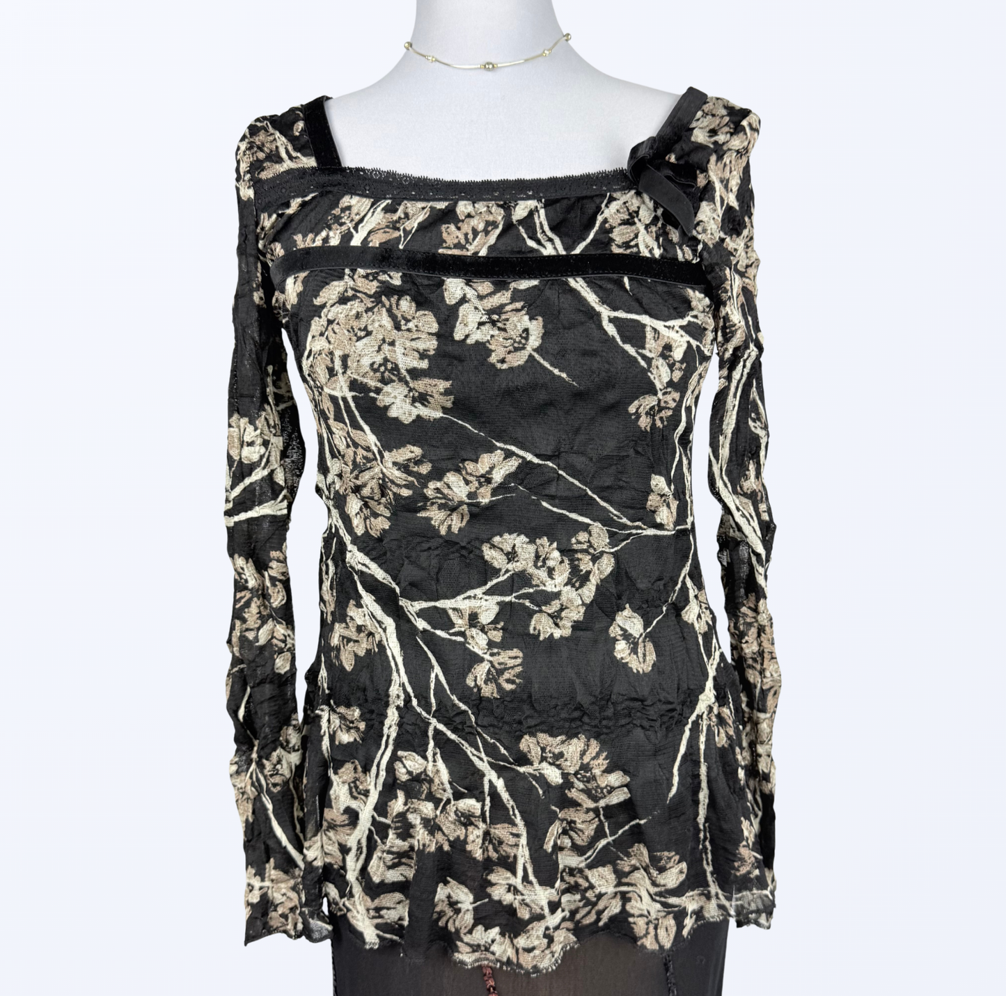 Susy Mix Longsleeve Mesh Spitze Blumenmuster Teos Vintage Onlineshop