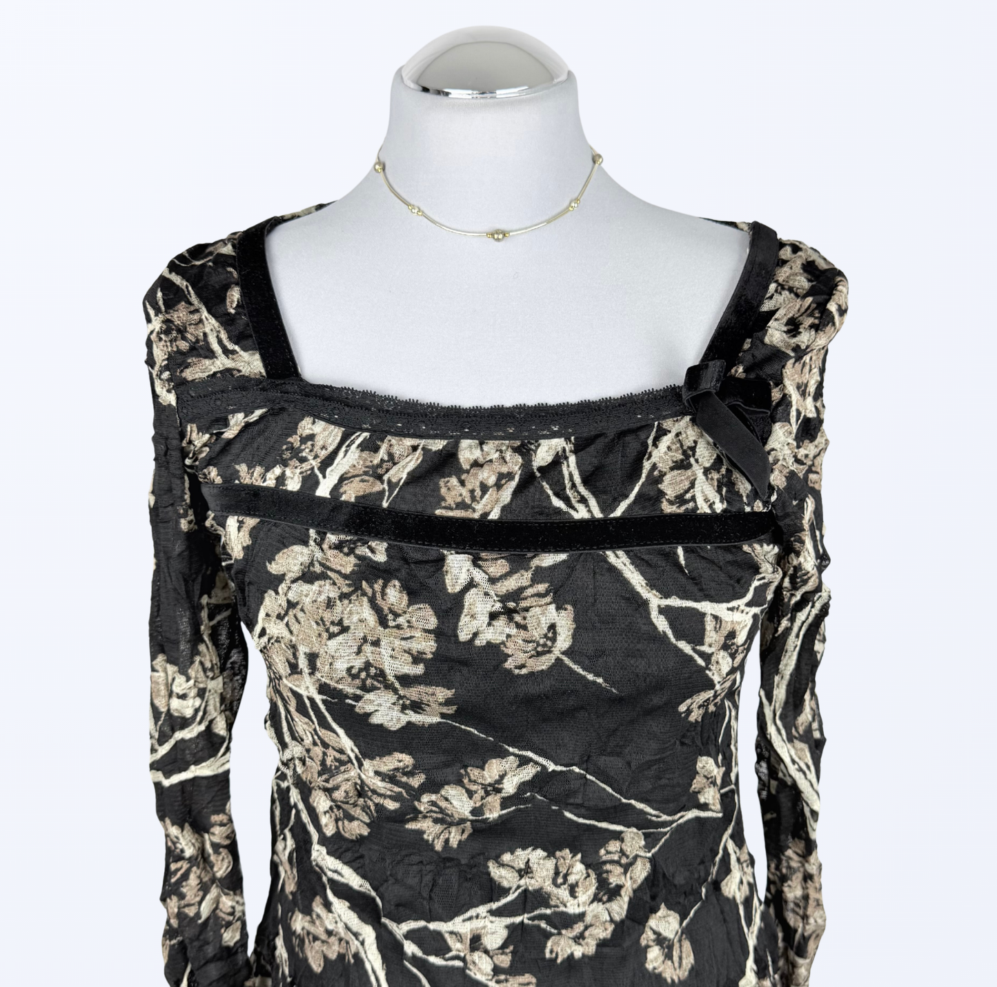 Susy Mix Longsleeve Mesh Spitze Blumenmuster Teos Vintage Onlineshop