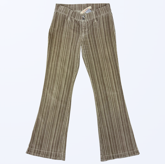 Vintage trf Denim Cord Schlaghose low waist gestreift