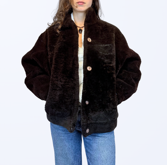 Vintage Teddy Jacke oversize braun Teos Vintage Online shop