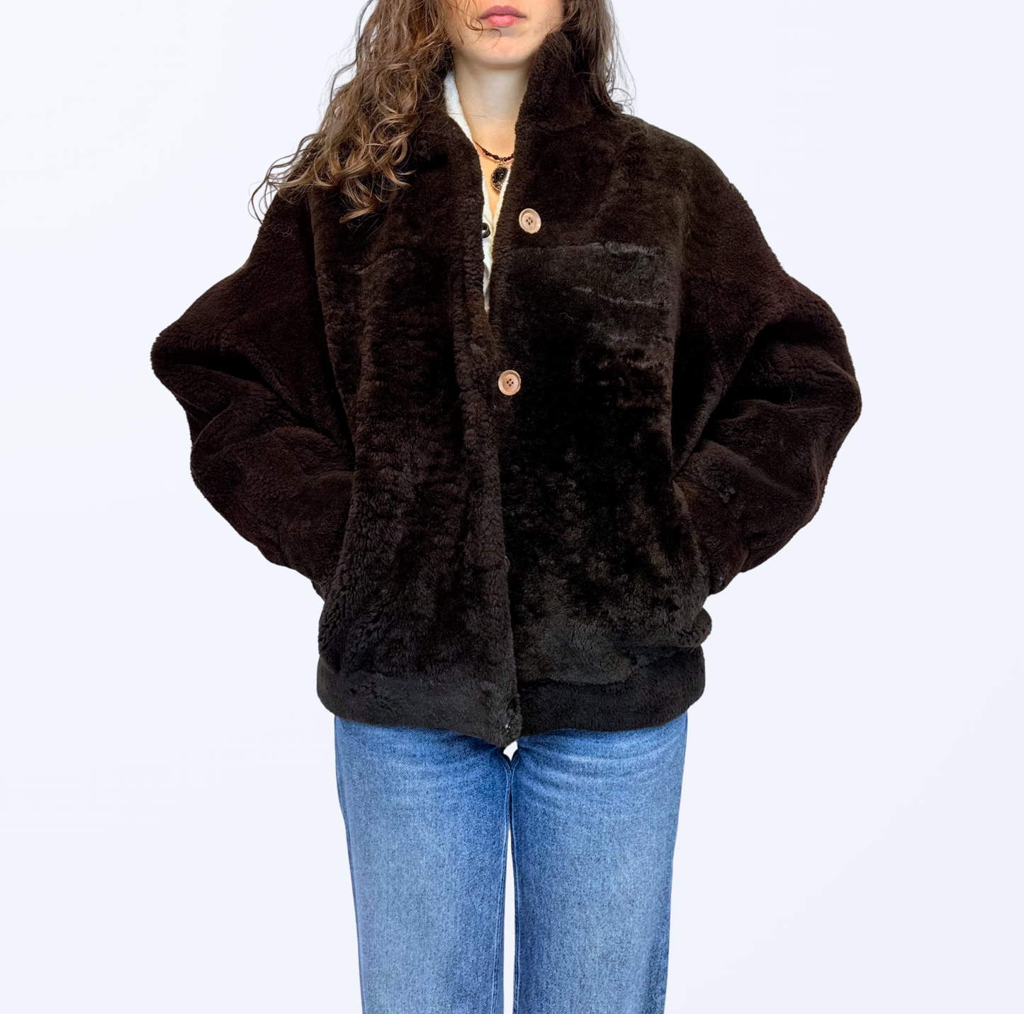 Vintage Teddy Jacke oversize braun Teos Vintage Online shop