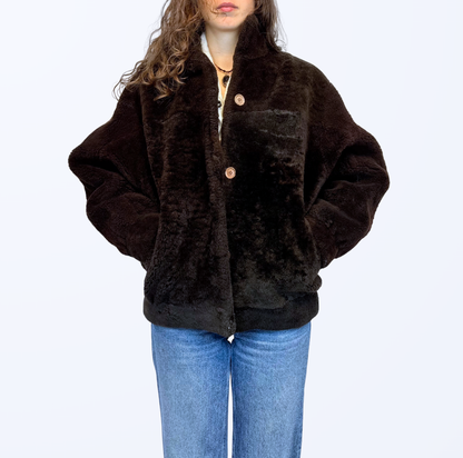 Vintage Teddy Jacke oversize braun Teos Vintage Online shop