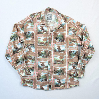Vintage Crazy Pattern Hemd Cowboy Style Verte Vallee
