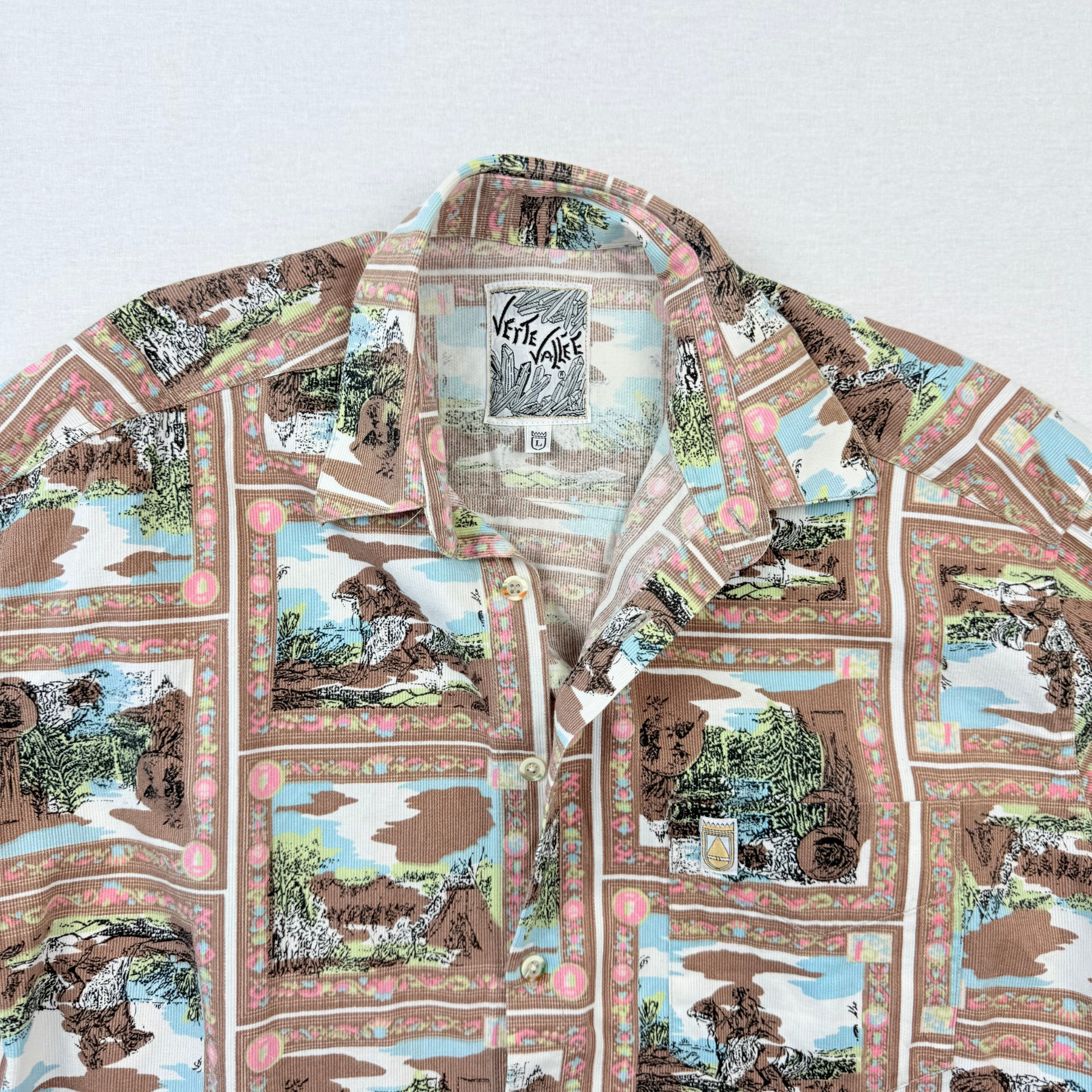 Vintage Crazy Pattern Hemd Cowboy Style Verte Vallee