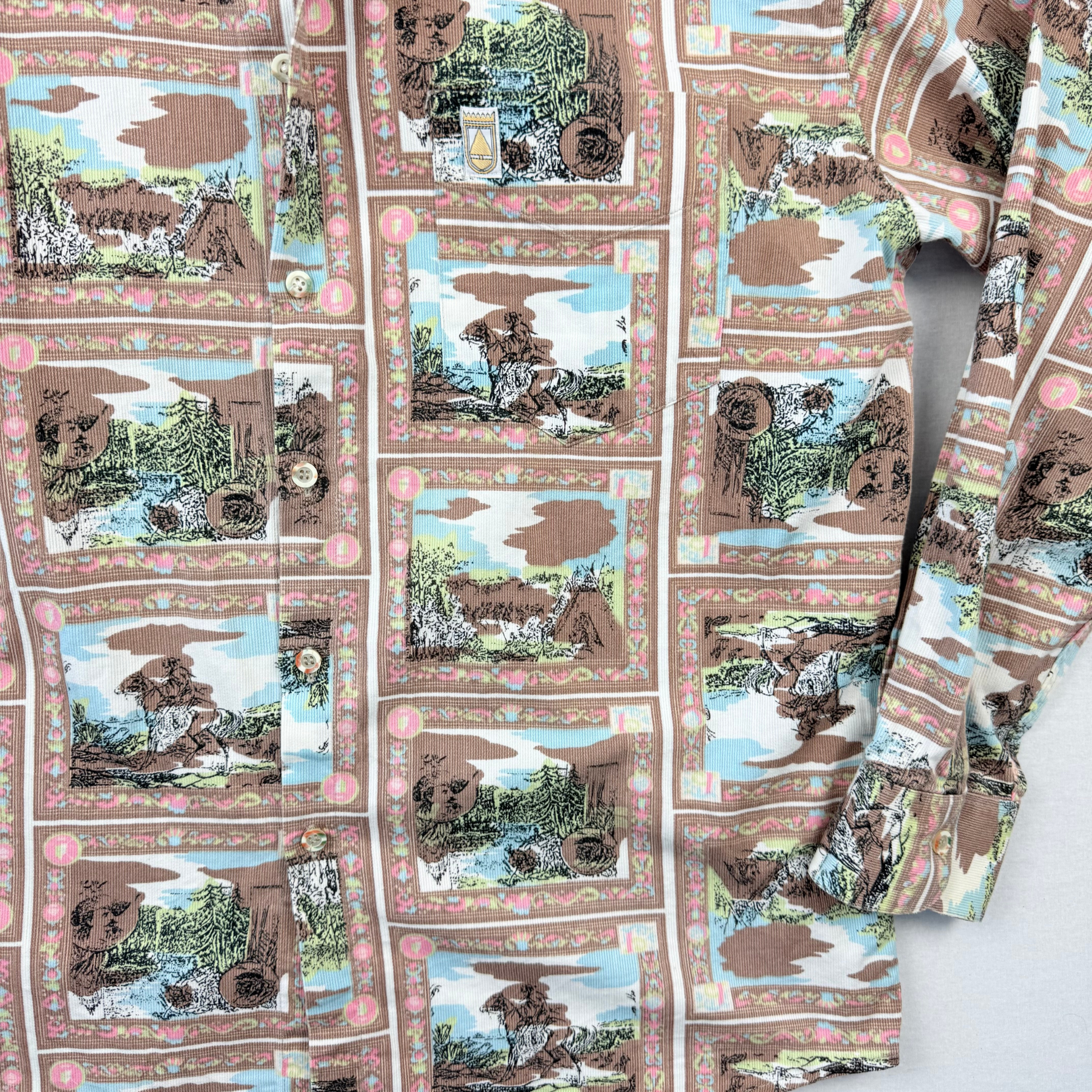 Vintage Crazy Pattern Hemd Cowboy Style Verte Vallee