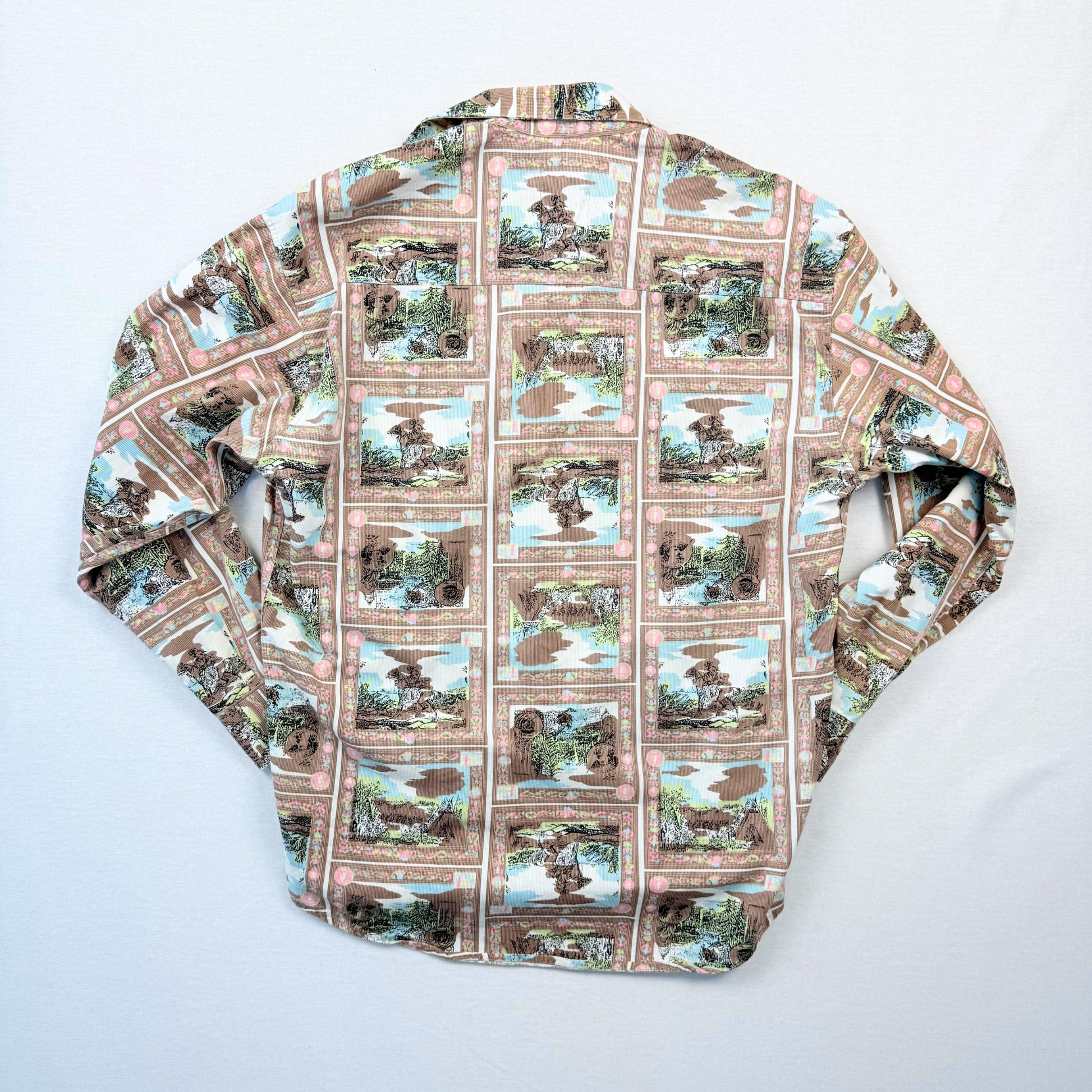 Vintage Crazy Pattern Hemd Cowboy Style Verte Vallee