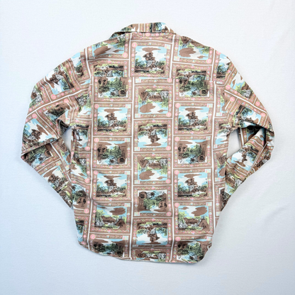 Vintage Crazy Pattern Hemd Cowboy Style Verte Vallee