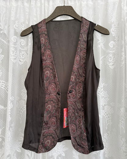 Weste Westentop 90s Style Western witchy braun Paisley Muster besonderer Verschluss
