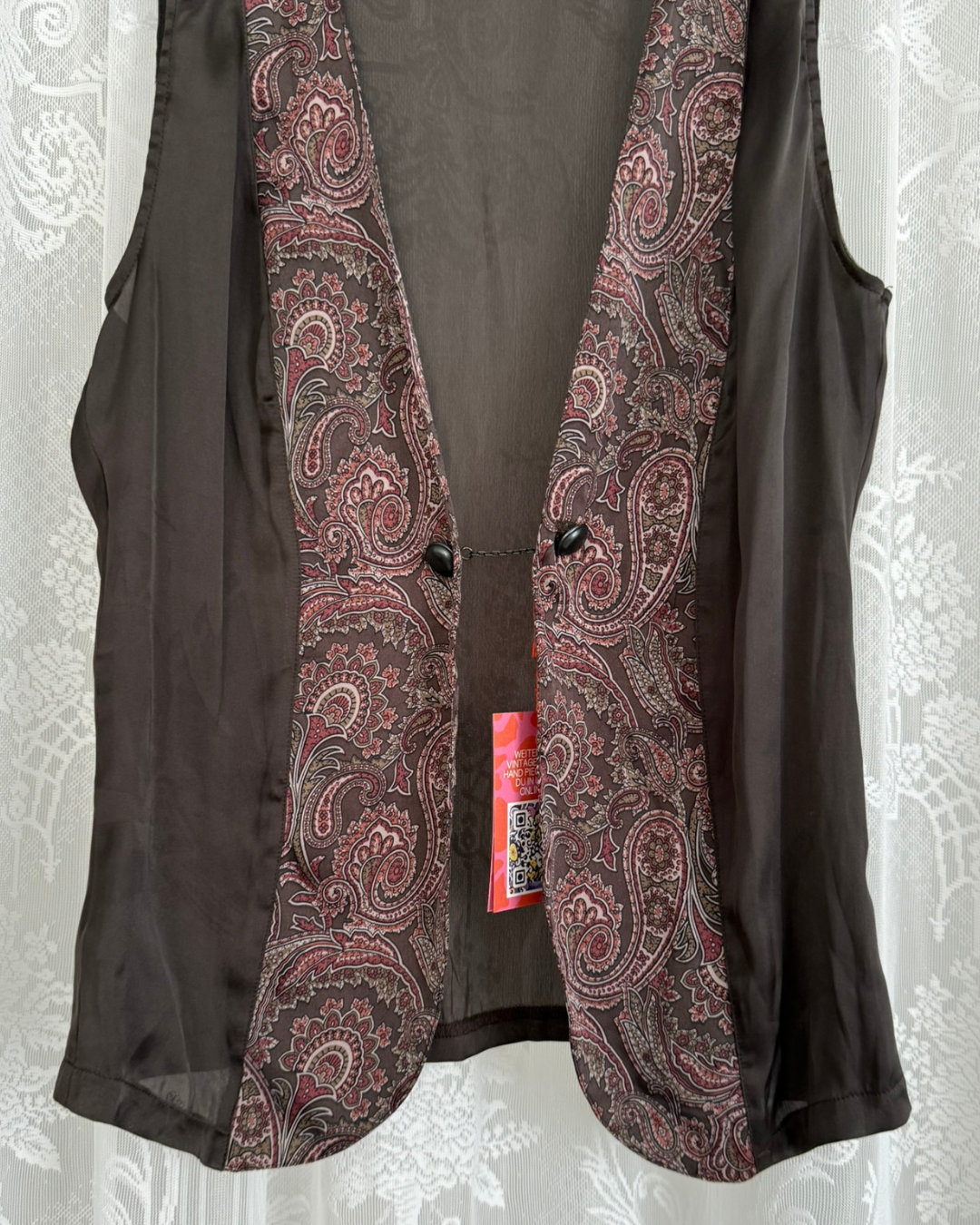 Weste Westentop 90s Style Western witchy braun Paisley Muster besonderer Verschluss