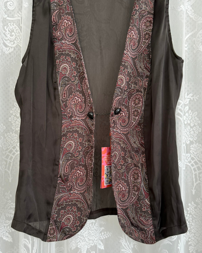 Weste Westentop 90s Style Western witchy braun Paisley Muster besonderer Verschluss