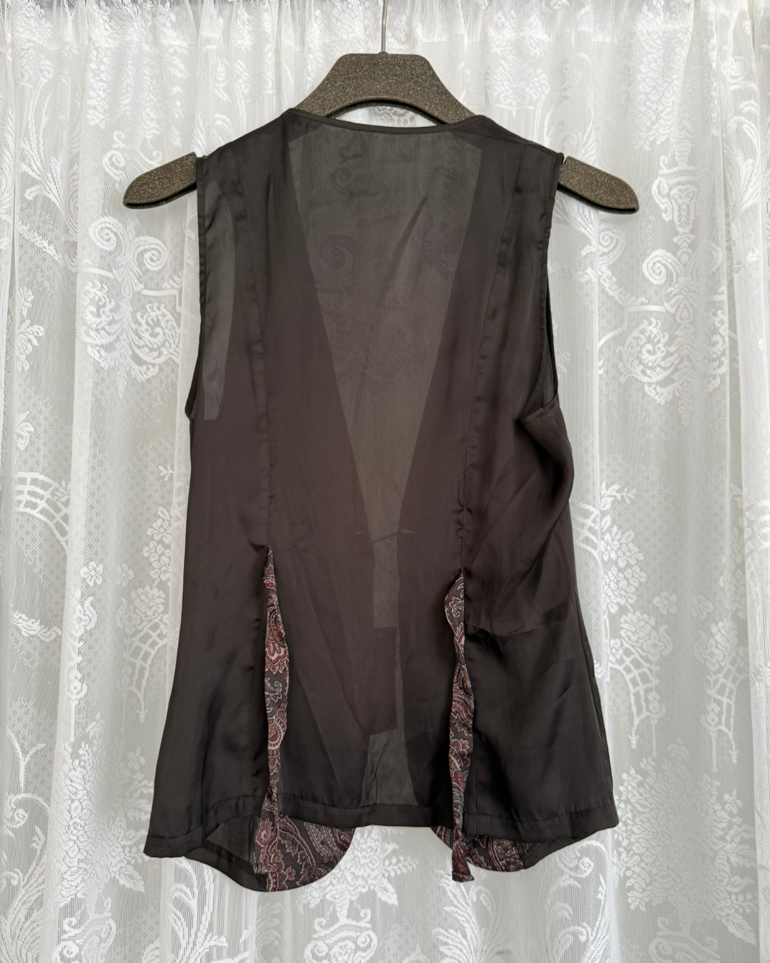 Weste Westentop 90s Style Western witchy braun Paisley Muster besonderer Verschluss
