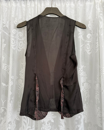 Weste Westentop 90s Style Western witchy braun Paisley Muster besonderer Verschluss