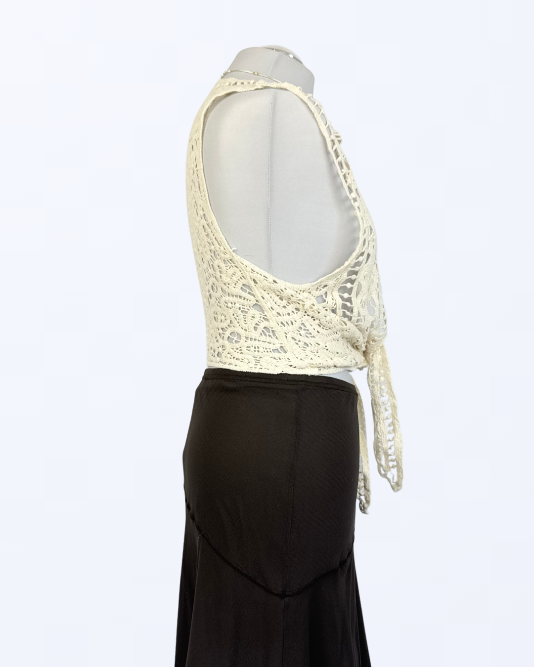 Häkelweste zum Binden Festival Boho creme beige Teos Vintage Onlineshop