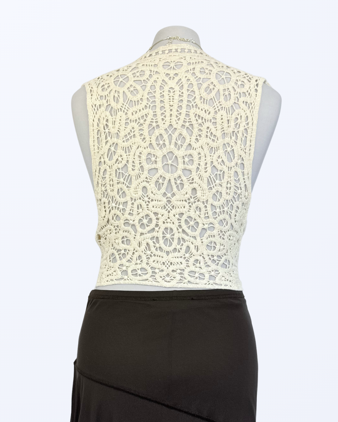 Häkelweste zum Binden Festival Boho creme beige Teos Vintage Onlineshop
