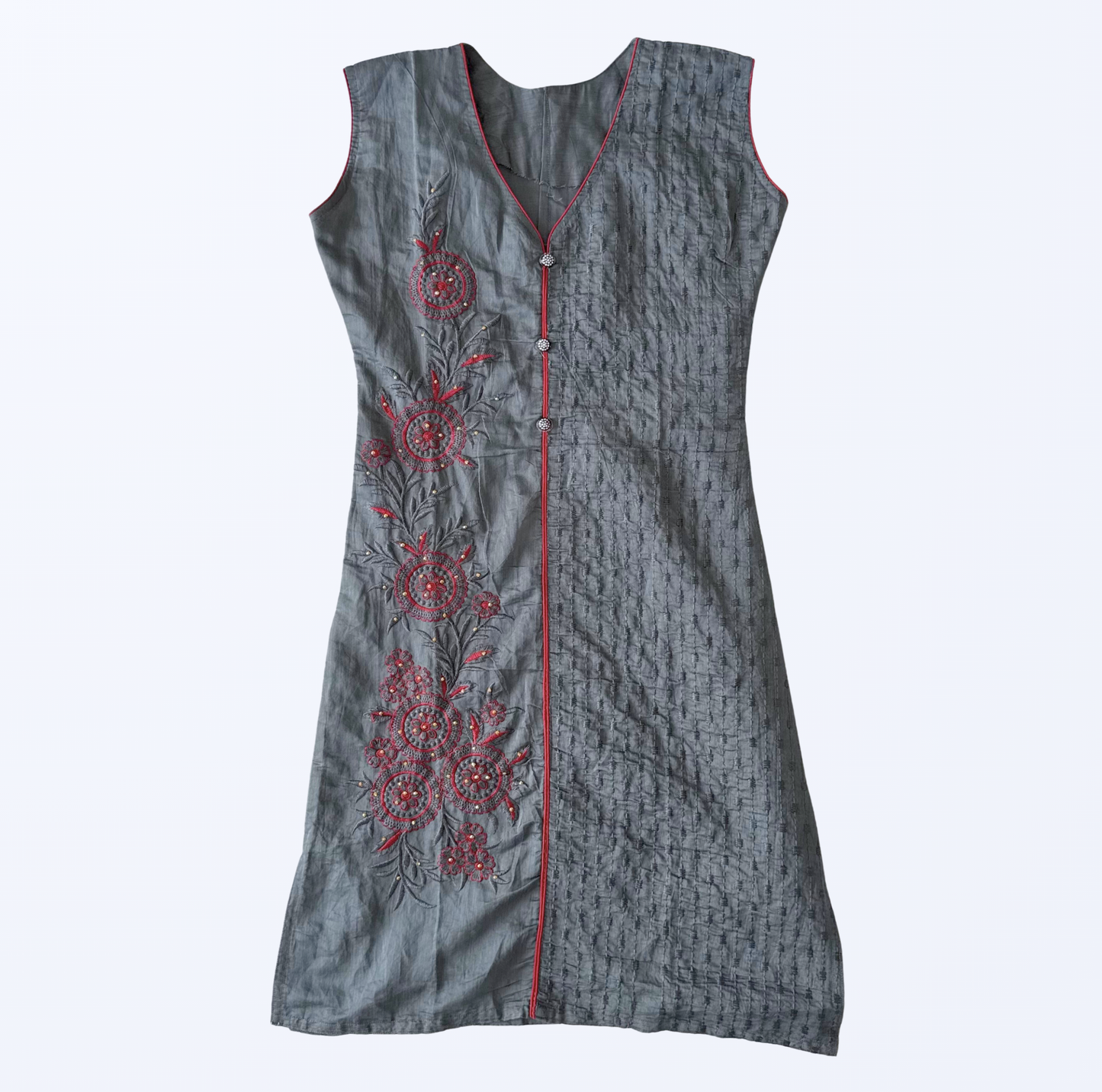 Kleid im Japan Style bestickt rote Blumen Teos Vintage Onlineshop